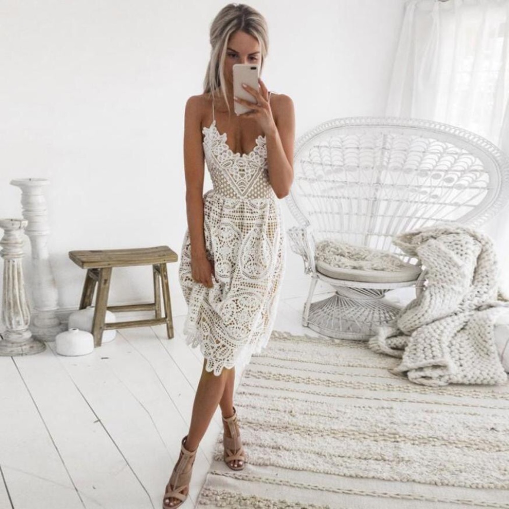 Boho factory white lace dress